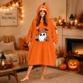 thumbnail image 2 of Halloween Pumpkin Oversized Wearable Blanket Hoodie Cozy Plush Lounger Robe, Cozy Warm Pullover Blanket for Adults Teens Movie Night Halloween Home Party Loungewear Gift, M, 2 of 7