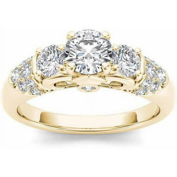 1-1/3 Carat T.W. Diamond Three-Stone 14kt Yellow Gold Engagement Ring