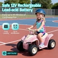 thumbnail image 4 of RT1 12V Kids Electric ATV Ride-On Toys ,8" Tires, Up to 80 Min Rechargeable Battery,Anti-Rollover, Age 3+, Pink, 4 of 10