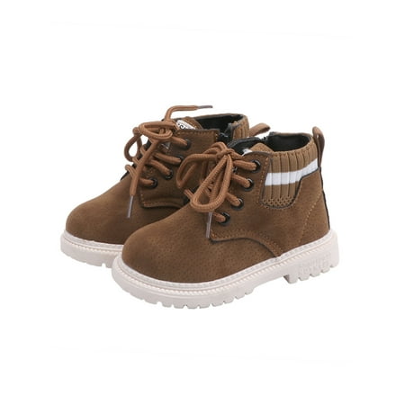 

Audeban Children Comfortable Low Heels Ankle Boot Outdoor Casual Shoes Walking Non-slip Breathable Lace Up Round Toe Booties