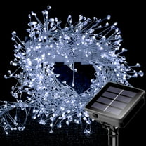 Solar Firecracker Lights 19.68Ft 200 LED Waterproof Cluster Lights 8 Lighting Mode Christmas Fairy Lights Fire Crackers Garland Fairy Light for Garden Wedding Party