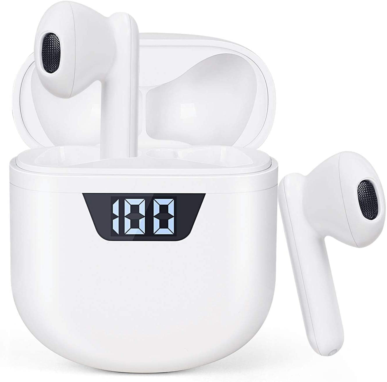 ZJL Wireless Earbuds Bluetooth 5.0 Headphones Noise Canceling Fast Charging Built-in Mic 3D Sound with Deep Bass for Airpods/Android/Running Earphone