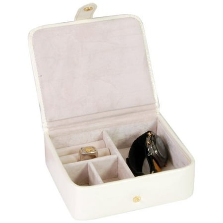 Budd Leather 542559L-7 Lizard Print Calf Stud ring Box - White
