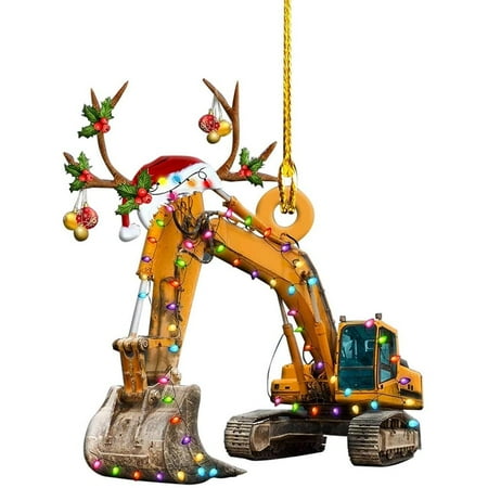 

Christmas Tree Wood Decor Truck Steamship Excavator Fire Truck Jeep Hanging Pendant for Family Holiday Xmas Party Gift