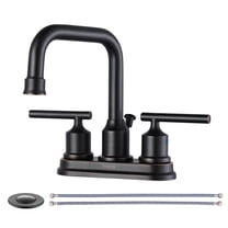 WOWOW Centerset 4 Inch 2 Handle High Arc Bathroom Sink Faucet, Oil Rubbed Bronze