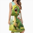 thumbnail image 2 of Cute Green Dinosaur Sun Casual Sleeveless Loose Sundress Dress For Women Summer Dress Daily Woman, 2 of 4