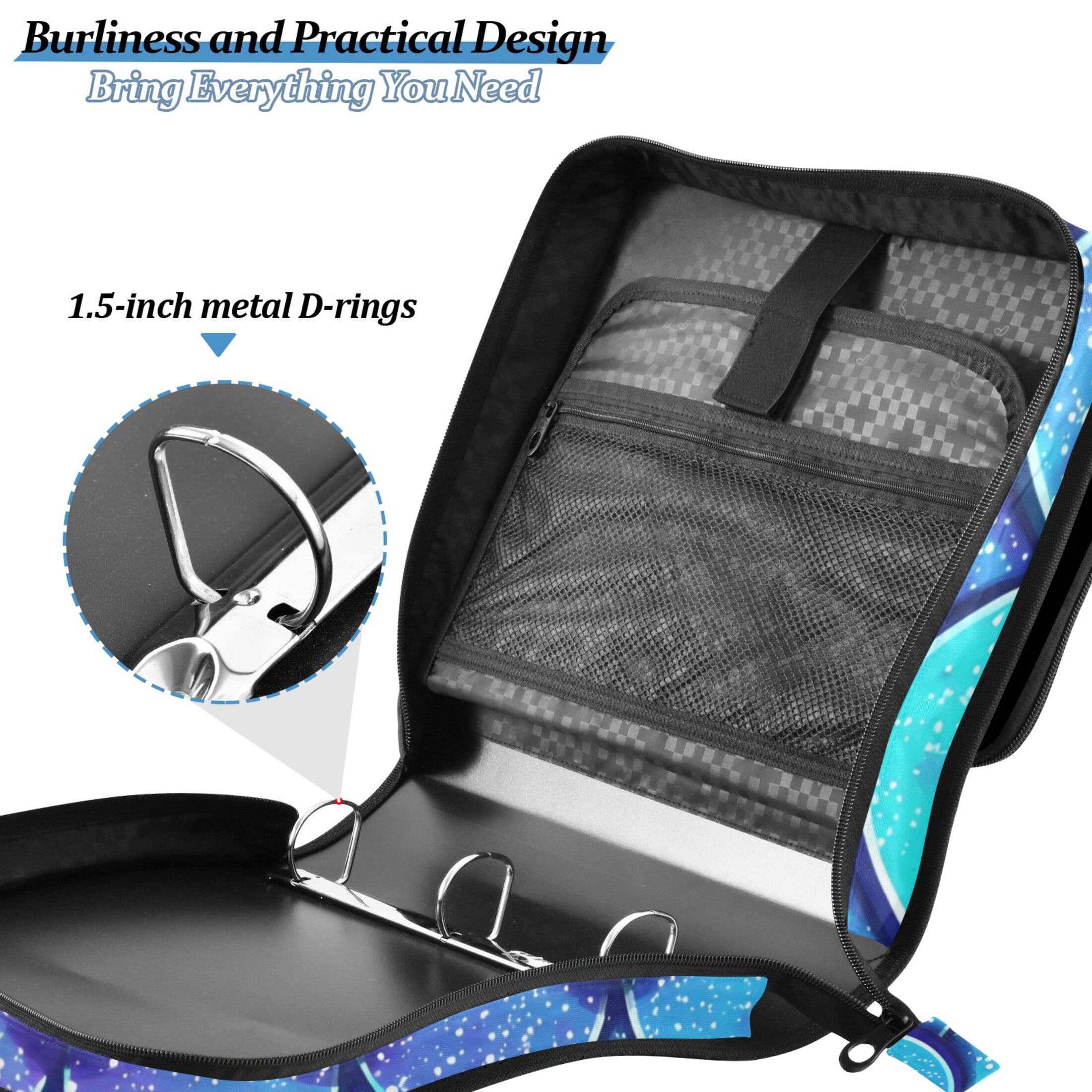ALAZA Zipper Binder Blue Dragon Scales 3 Ring Trapper Keeper File Folder Organizer Bag