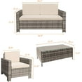 thumbnail image 2 of Homall 4 Pieces Outdoor Conversation Sets Patio Rattan Furniture Sets with Glass Table,Gray&Beige, 2 of 2