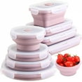 thumbnail image 2 of Collapsible Food Storage Containers Foldable Silicone Lunch Containers with Lids, Rectangle Collapsible Bowls Round Food Bowls, 2 of 9