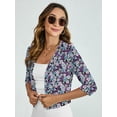 thumbnail image 5 of Chiclily Women's 3/4 Sleeve Cropped Cardigans Sweaters Lightweight Open Front Shrugs for Women, Tricolor Blossoms in Medium, 5 of 7
