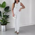 thumbnail image 6 of Vest Pants Suits for Women Business 2 Piece Dressy Casual Outfits Sleeveless Blazer straight pants pantsuit sets, S, 6 of 7