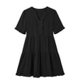 thumbnail image 6 of ClodeEU Women's V Neck Short Sleeve Tiered Swing Dress, Casual Loose Fit Summer Dress Black,Women's Plus XL, 6 of 6