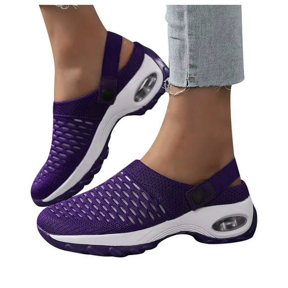 Slip on Sneaker Open Back Shoes Comfort Walking Shoes Breathable Slippers Closed Toe Slides