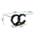 thumbnail image 5 of 70" Modern Glass Dining Table for 6, Rectangular Tempered Glass Top & OC Shape Glossy Wood Frame & Metal Base for Dining Room, Home Office, Meeting, 5 of 6