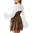 thumbnail image 2 of Women’s Cropped Knit Shrug Top Lightweight Bell Sleeve Summer Cover-Up, Soft Breathable Cropped Cardigan Shrug for Casual & Beach, Cropped Shrug Women, 2 of 11