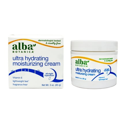 Alba Botanica Ultra Hydrating Moisturizing Cream, with Vitamin E, Fragrance Free, 3 Oz