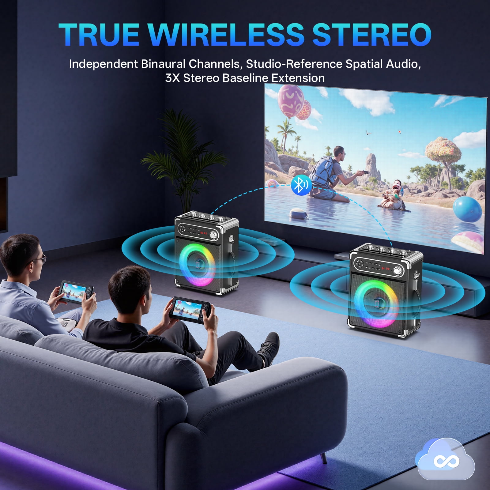 FanFun Karaoke Machine for Adult, Portable Bluetooth Speaker for Party, Home Karaoke System with 2 Microphones, Dj Lights