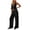 Black, variant on Guluxicc 2 Piece Women's Outfit Sets Halter V Neck Sleeveless Ruffle Hem Tops Front Cutout Wide Leg Pants Casual Outfits for Casual Wear