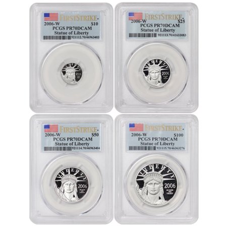 2006-W Set of 4 American Platinum Eagle Proof Coins PR-70 Deep Cameo First Strike $10 $25 $50 $100 PCGS PR70DCAM U.S. Mint