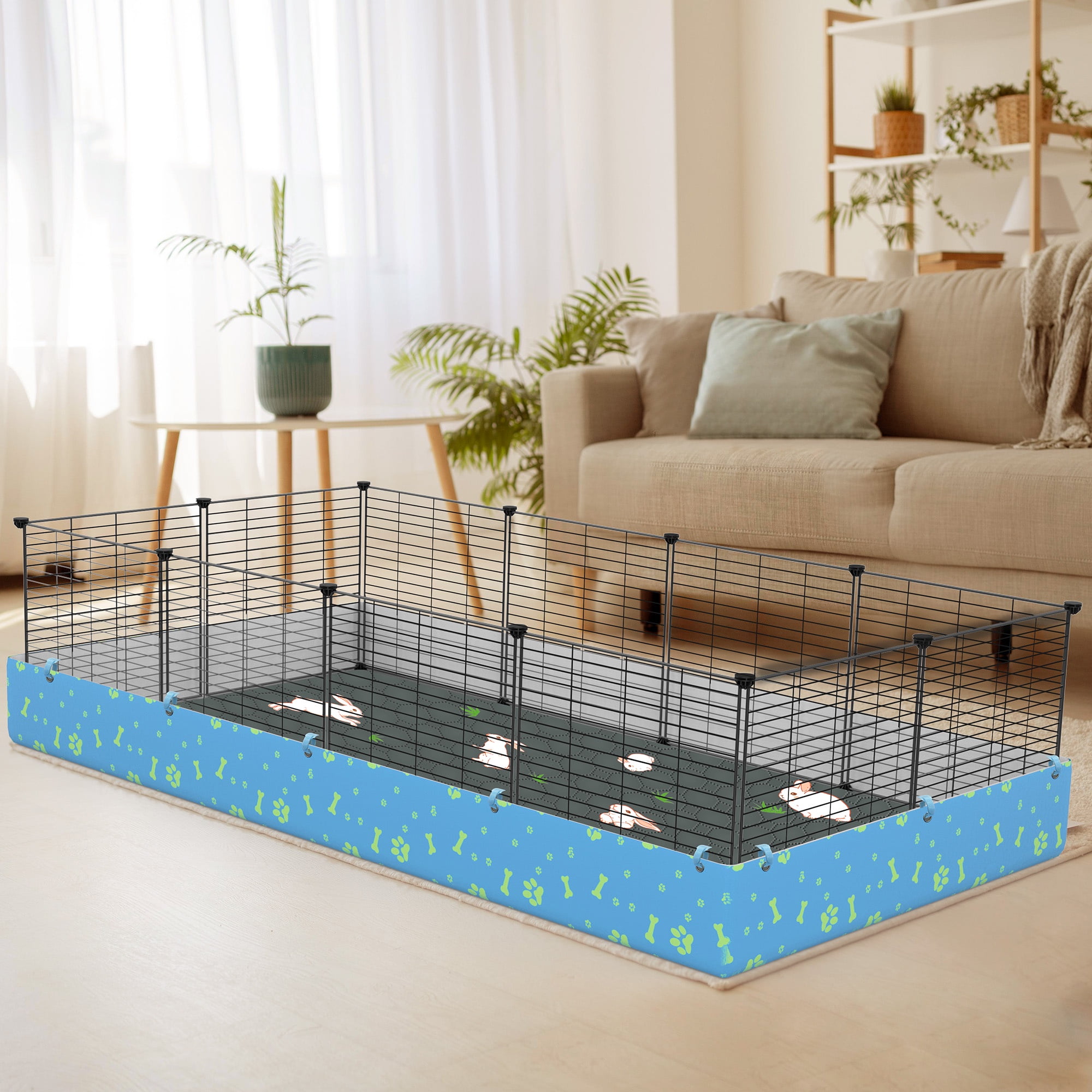 2 Pack Washable Guinea Pig Cage Liners for Midwest and C&C Cages, 56”x 28” Reusable Leakproof and Anti-Slip Guinea Pig Pee Pads, Fleece Liners for Hamster Rabbit