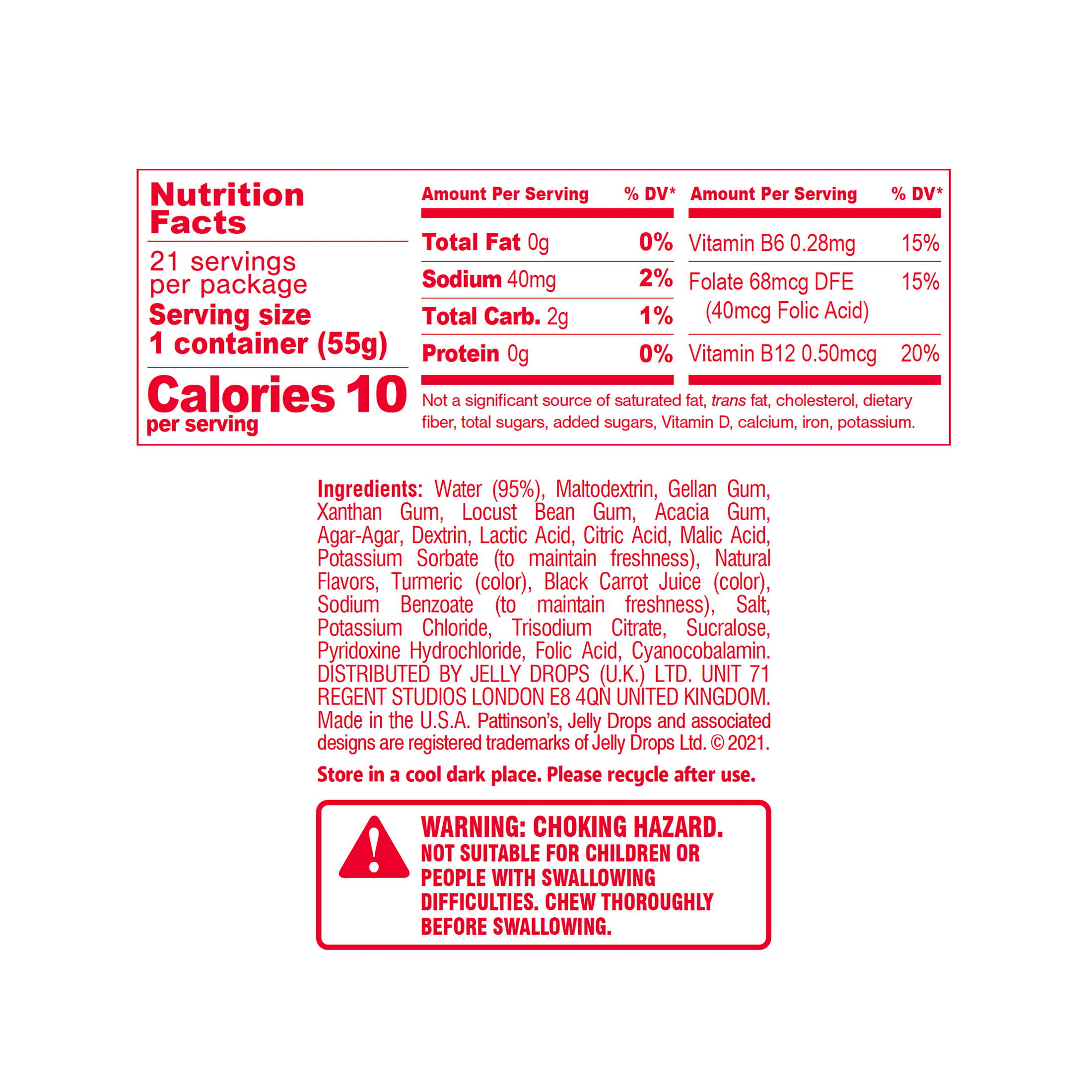 Jelly Drops® Hydration Support – Electrolytes and B-vitamins - 21x box