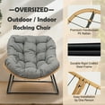 thumbnail image 4 of Tappio Outdoor Rocking Egg Chair, Indoor Papasan Chair Rattan Patio Wicker Lounge with Thick Cushion for Bedroom Living Room Garden Porch Backyard, Gray, 4 of 9