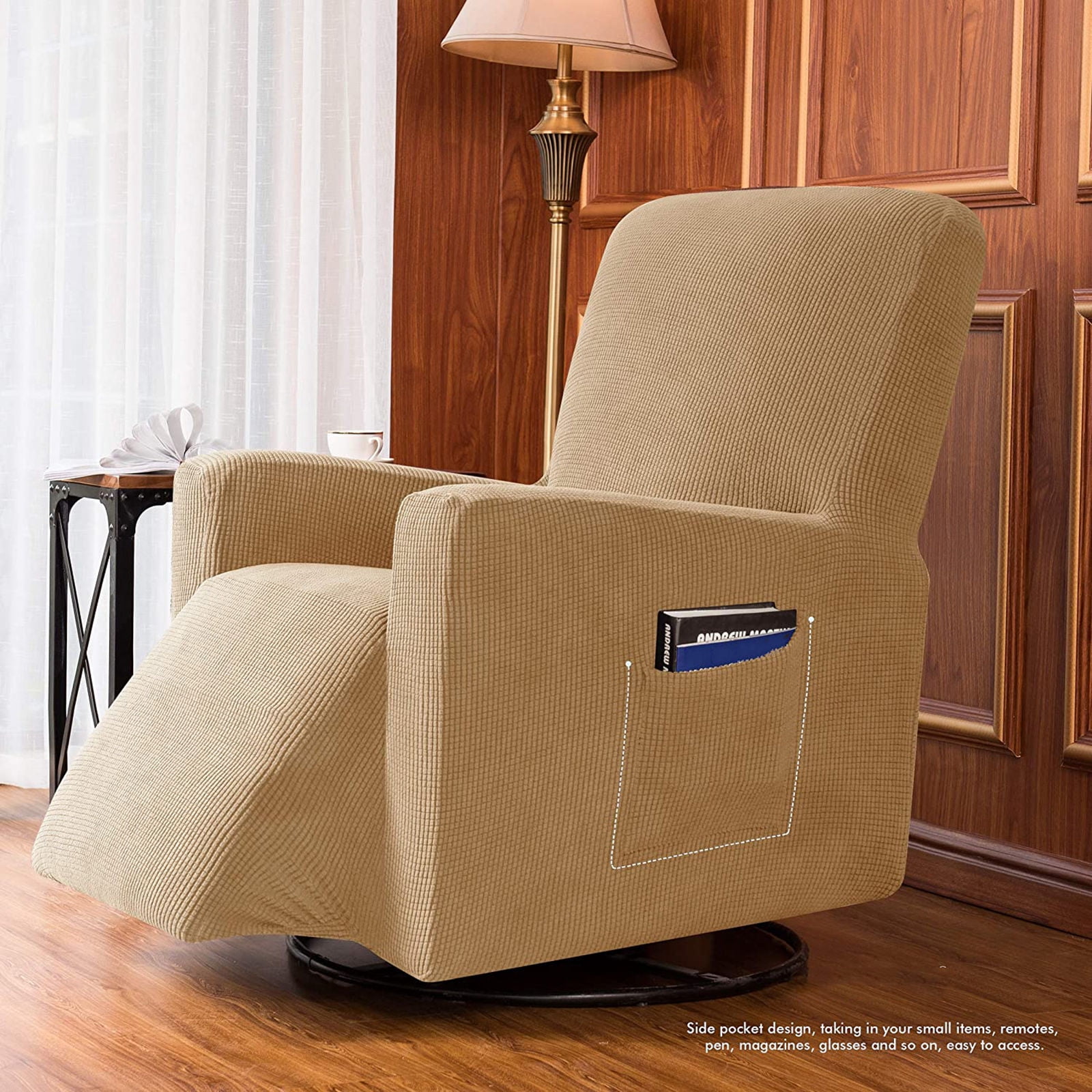 Stretch Recliner Chair Slipcover, 1-Piece Soft Armchair Cover Washable Sofa Cover Non Slip