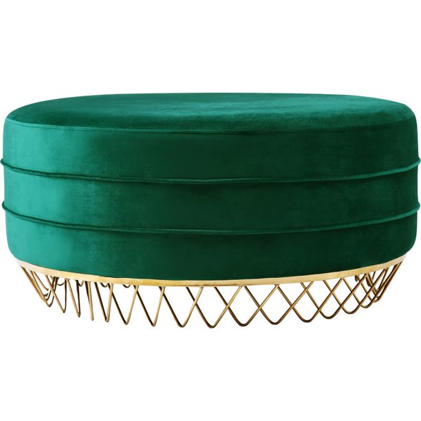 Meridian Furniture Revolve Contemporary Green Velvet Ottoman/Coffee