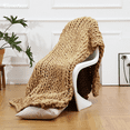 thumbnail image 7 of Comtest Chunky Knit Throw Blanket Chenille, Khaki, 40"x80"(Three Seater Sofa/Twin Size), 7 of 7