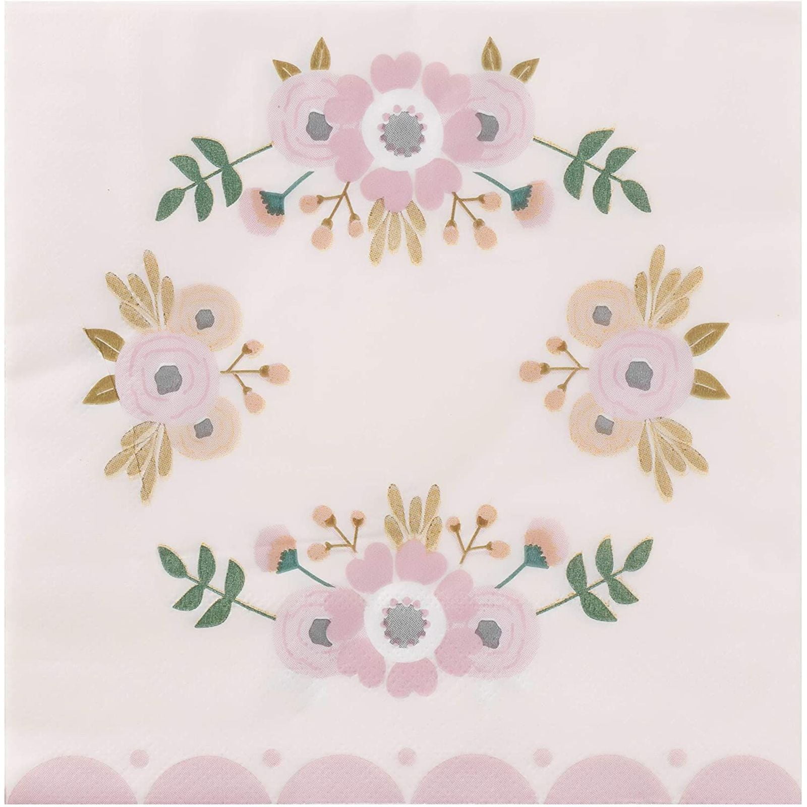 150 Pack Pink Floral Paper Luncheon Napkins for Flower Bridal Shower, Tea Party Birthday Party Supplies Decorations, 6.5 in