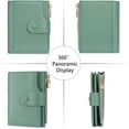 thumbnail image 3 of Genuine Leather Wallets for Women RFID Blocking Bifold with Zipper Pocket, 2 ID Windows, 18 Card Slots, Green, 3 of 7