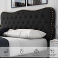Homfa Queen Size Bed Frame, Linen Upholstered Platform Bed with Button Tufted Adjustable Headboard for Bedroom, Black