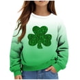 thumbnail image 2 of Posijego Unisex Toddler St Patrick's Day Sweatshirts Clover Print Long Sleeve Pullover Tops Spring Shirt for Kids, 2 of 5