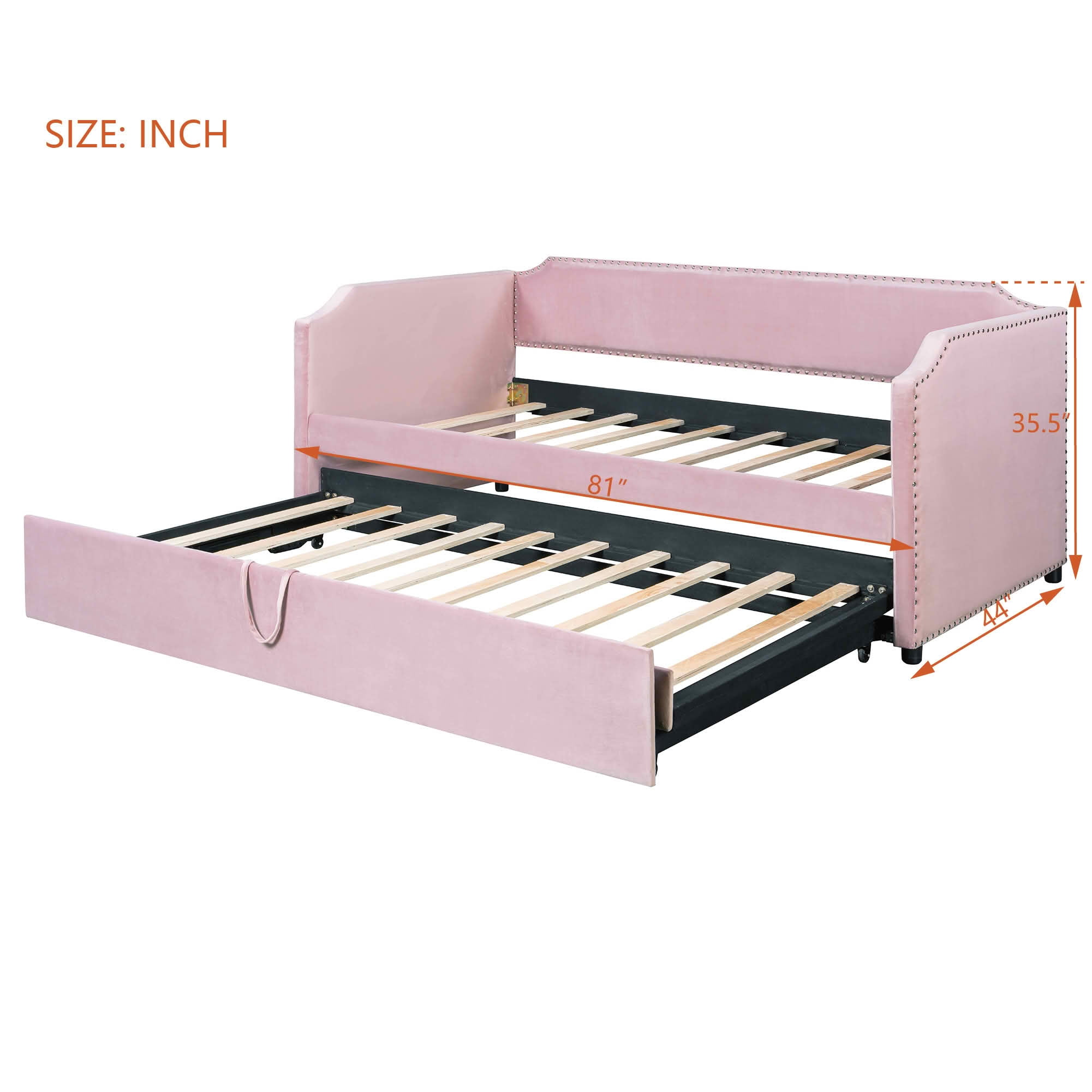 MAYEERTY 2-in-1 Velvet Upholstered Daybed with Pop-Up Trundle, Twin Size Space-Saving Guest Bed