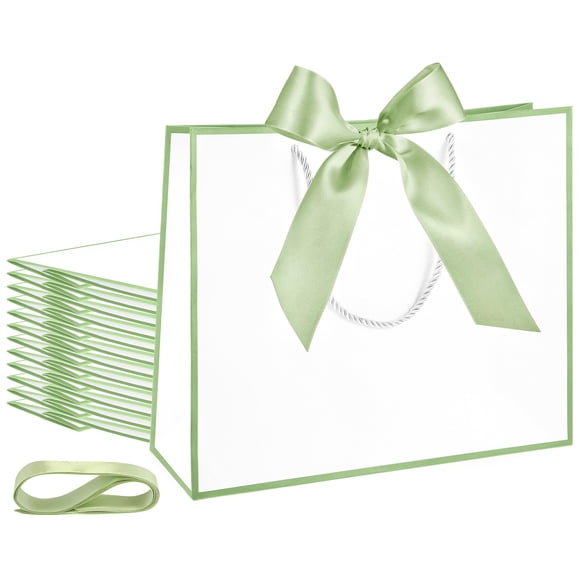 Bolsas de regalo Silkfly Thank You de 12 x 10 x 4 pulgadas con asa, 12 unidades, blancas