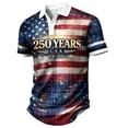 thumbnail image 3 of Conairie 4th of July Polo Shirts For Men Button Stand Collar Short Sleeve Patriotic Golf Shirt American Falg Print Blouses Pullover Outfits Blue M, 3 of 3
