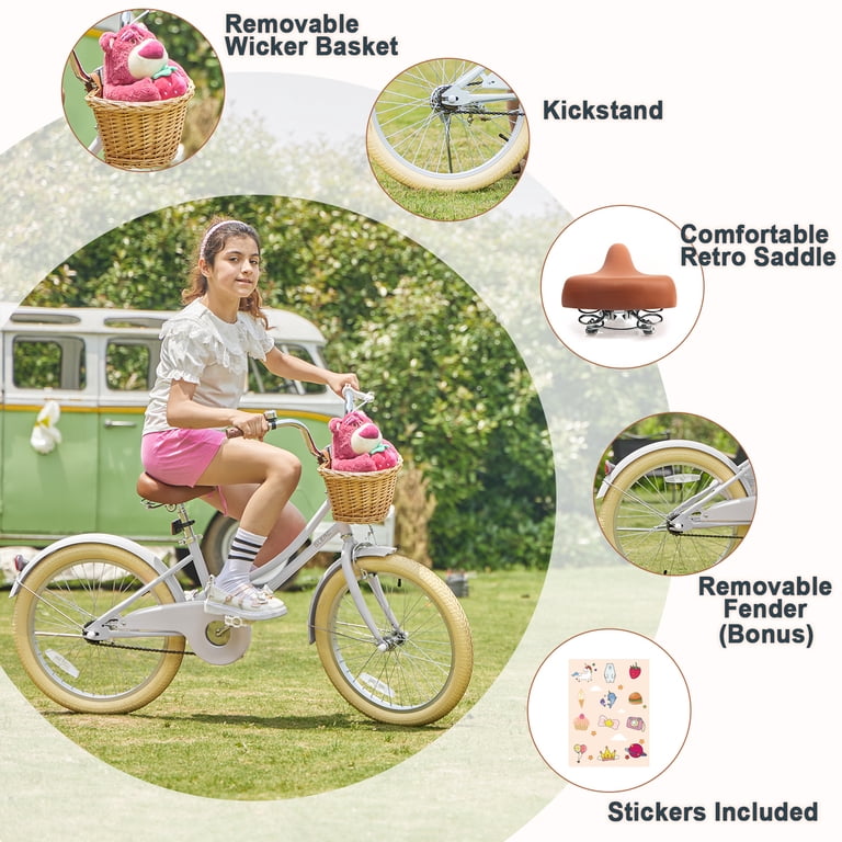 Glerc Little Molly 20 inch Kids Girls Bike for 7-13 Years Old