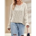 thumbnail image 5 of Womens Oversized Cable Knit Crew Neck Long Sleeve Fall Chunky Pullover Casual Loose Fit Sweater Tops S, 5 of 9