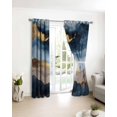 thumbnail image 3 of Navy Blue Marble Blackout Curtains for Bedroom/Living Room, Thermal Insulated Kitchen Curtains, Ink Painted Artwork Modern Grommet Darkening Window Treatment Drapes 52"x63"x2, 3 of 8