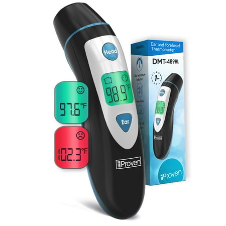 iProven Forehead and Ear Thermometer for Adults with Colored Fever Warning DMT-489 Black