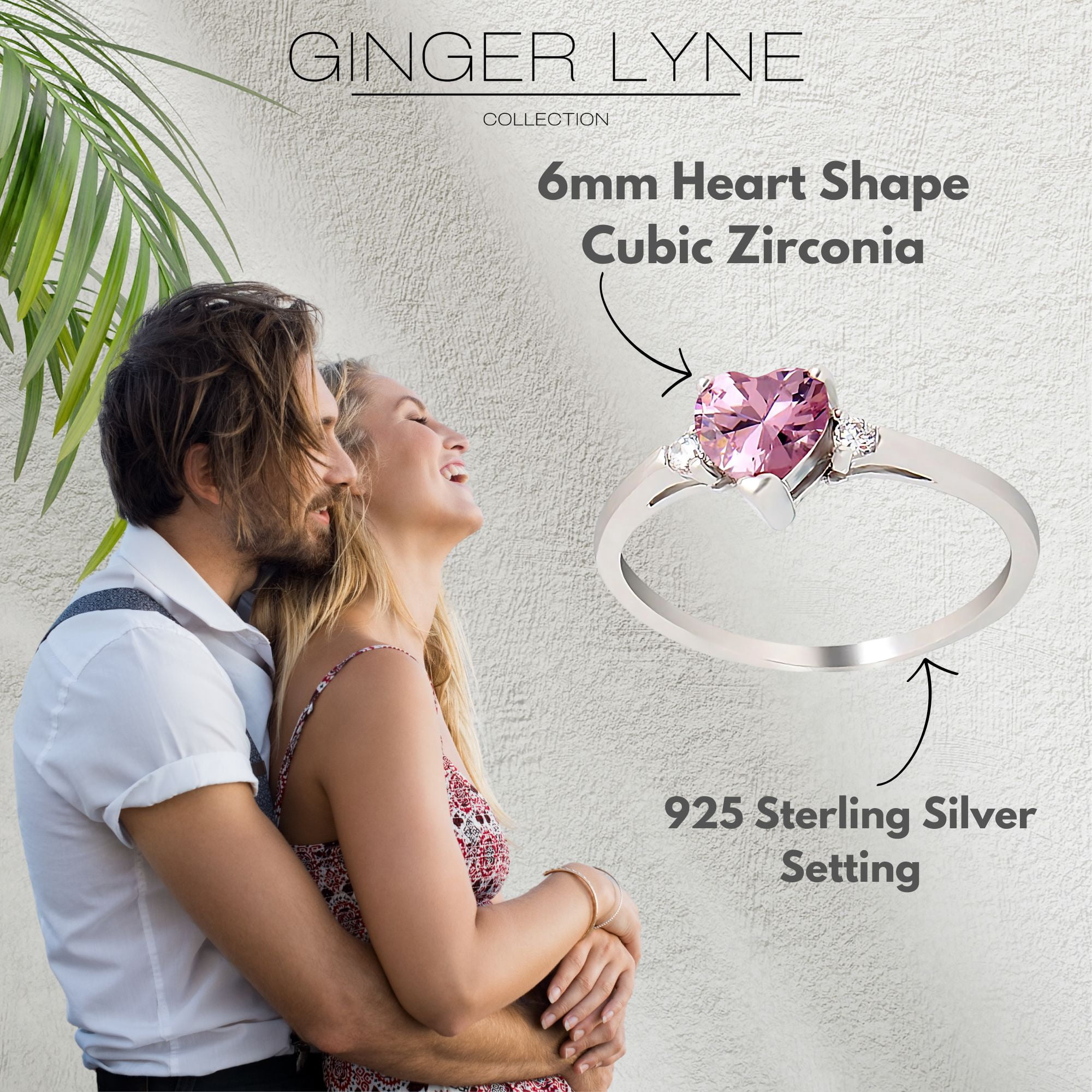 Shelly Heart Engagement Ring for Women Promise Birthstone Sterling Silver Ginger Lyne