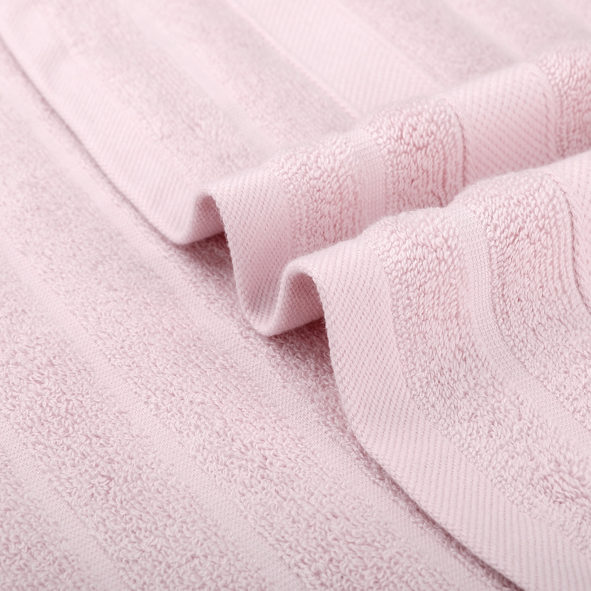 Unique Bargains Striped Cotton Hand Towel 14" x 30" 4 Pcs Pink