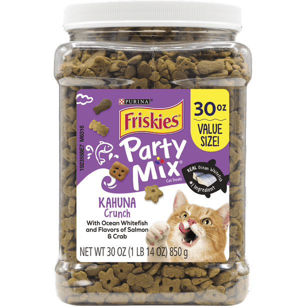 Friskies Cat Treats Party Mix Kahuna Crunch 30 oz. Canister Walmart