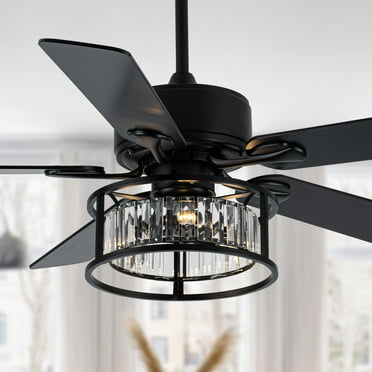 Oaks Aura 52" Reversible Crystal Ceiling Fan Remote 6-Speed DC Motor Ceiling Lighting
