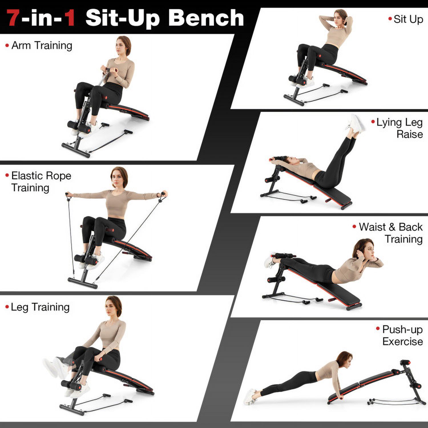OnlineGymShop CB24277 Fitness Adjustable Workout Sit up Bench