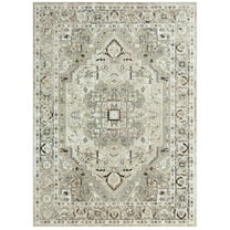 Everwash Treasure Rubia Traditional Medallion Machine Washable Indoor Area Rug, Ivory/Beige, 6'6"x9'2"