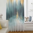 thumbnail image 6 of Modern Teal Gold Sheer Curtains 63 Inches Long, Abstract Geometric Lines Light Filering Curtains, Breathable Simi Curtain Privacy Drapes for Living Room Bedroom Lightweight Window Treatment, 6 of 9