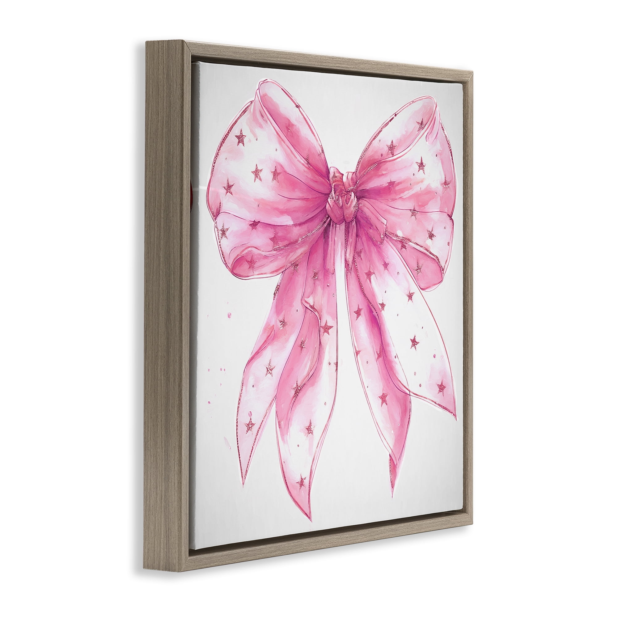 Stupell Industries Fabulous Pink Bow Fashion Painting Brown Floater Framed Canvas Art Print Wall Art, 18 x 18