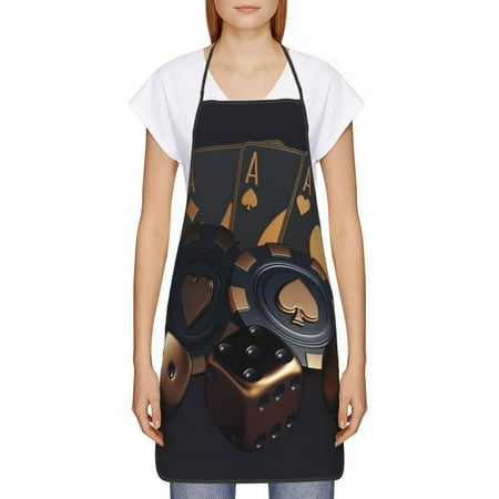 

Goofa Bib Apron Unisex Aprons Adjustable Waterdrop Resistant Cooking Kitchen Apron for Chef Casino Cards Poker Pattern Apron Bulk