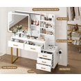 thumbnail image 7 of Vanity Desk, Makeup Vanity Desk with Mirror and LED Light-3 Lighting Modes, Charging Station, 5 Large Drawers and 3 Tiers of Open Shelves for Bedroom, 7 of 7